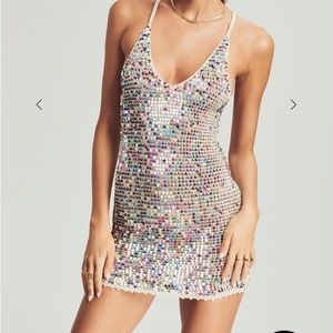 retrofete Elliana Sequin Crochet Dress, Multi Rainbow